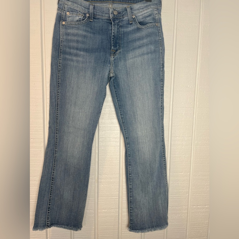 7 for all Mankind Cropped Boot cut  Jeans Size 27‎ frayed edge
